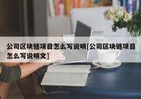 公司区块链项目怎么写说明[公司区块链项目怎么写说明文]